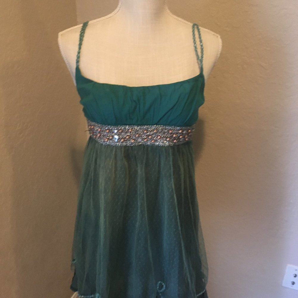 Free People Green Dress with Jeweled Waistline